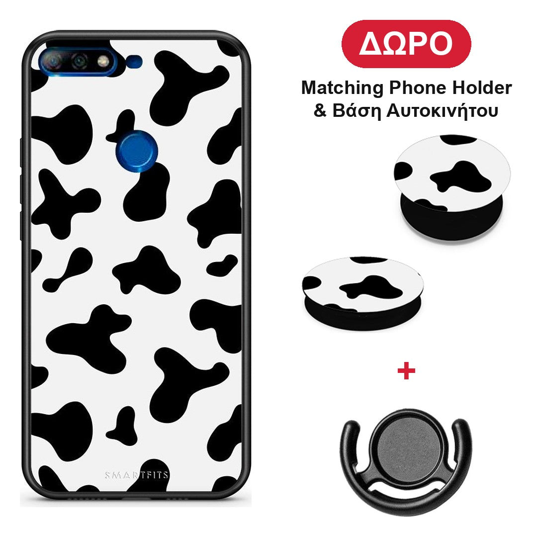 Cow Print - Huawei Y7 2018 / Prime Y7 2018 / Honor 7C θήκη + Δώρο Phone Holder & Βάση Αυτοκινήτου