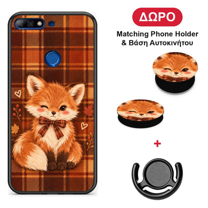 Fox on Autumn Tartan - Huawei Y7 2018 / Prime Y7 2018 / Honor 7C θήκη + Δώρο Phone Holder & Βάση Αυτοκινήτου