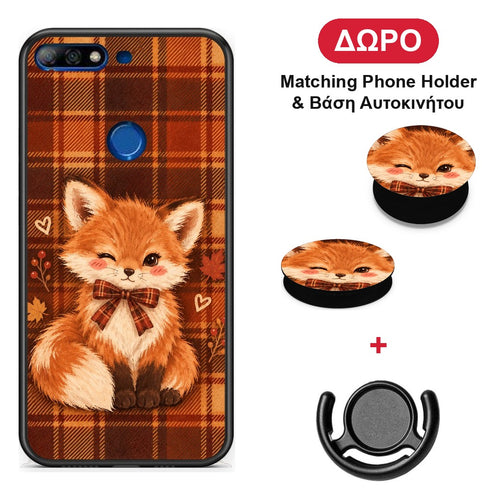 Fox on Autumn Tartan - Huawei Y7 2018 / Prime Y7 2018 / Honor 7C θήκη + Δώρο Phone Holder & Βάση Αυτοκινήτου