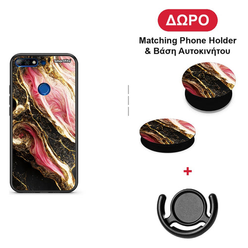 Glamorous Pink Marble - Huawei Y7 2018 / Prime Y7 2018 / Honor 7C θήκη + Δώρο Phone Holder & Βάση Αυτοκινήτου