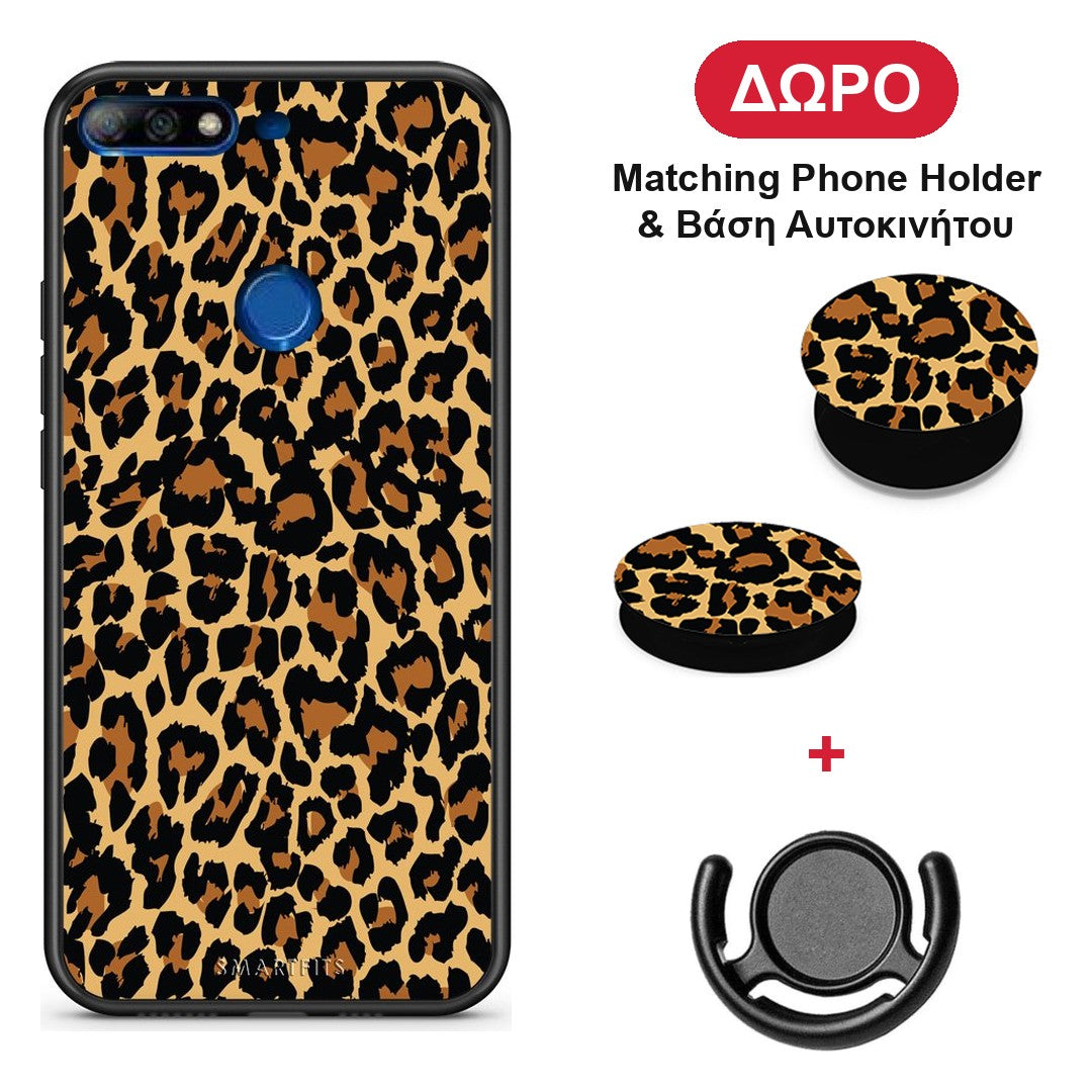 Animal Leopard - Huawei Y7 2018 / Prime Y7 2018 / Honor 7C θήκη + Δώρο Phone Holder & Βάση Αυτοκινήτου