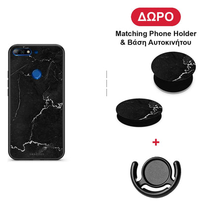 Marble Black - Huawei Y7 2018 / Prime Y7 2018 / Honor 7C θήκη + Δώρο Phone Holder & Βάση Αυτοκινήτου