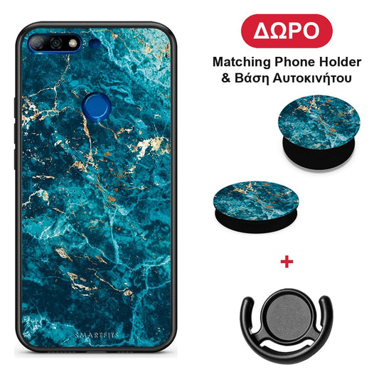 Marble Blue - Huawei Y7 2018 / Prime Y7 2018 / Honor 7C θήκη + Δώρο Phone Holder & Βάση Αυτοκινήτου