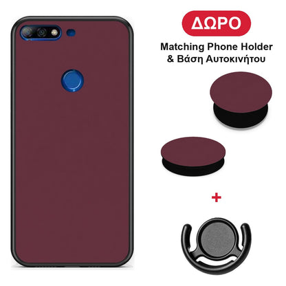 Muted Burgundy - Huawei Y7 2018 / Prime Y7 2018 / Honor 7C θήκη + Δώρο Phone Holder & Βάση Αυτοκινήτου