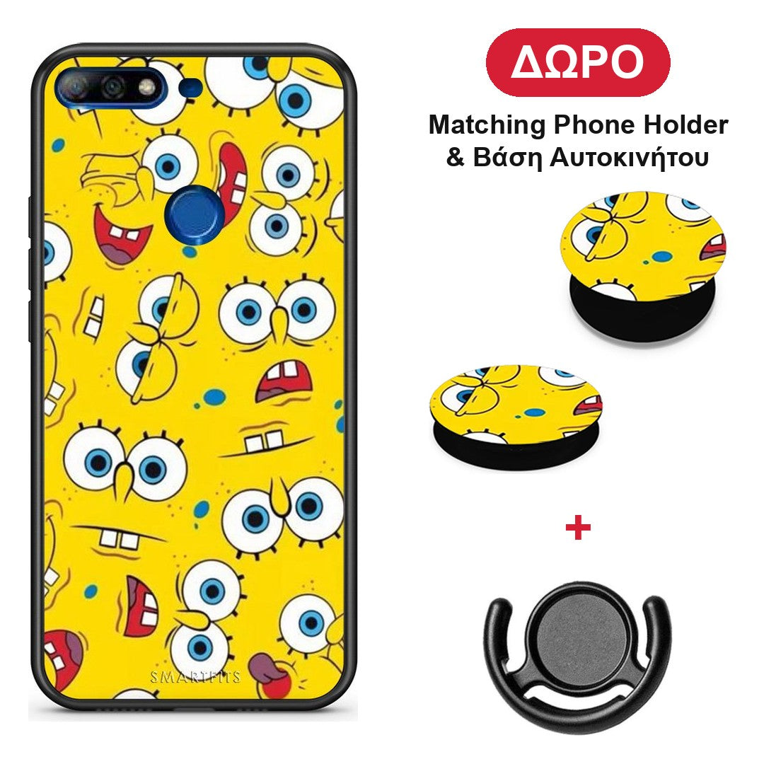 PopArt Sponge - Huawei Y7 2018 / Prime Y7 2018 / Honor 7C θήκη + Δώρο Phone Holder & Βάση Αυτοκινήτου