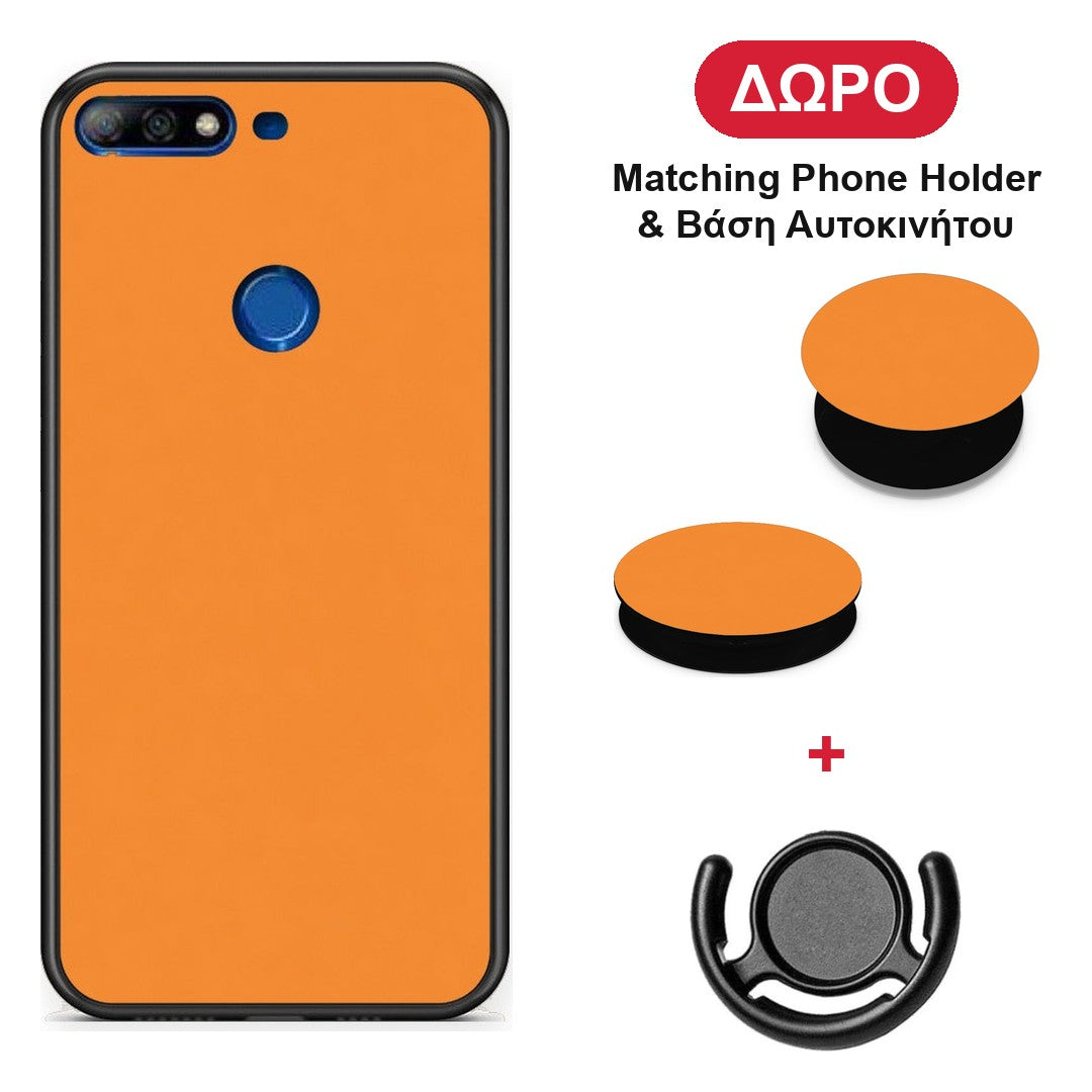 Tangerine Orange - Huawei Y7 2018 / Prime Y7 2018 / Honor 7C θήκη + Δώρο Phone Holder & Βάση Αυτοκινήτου