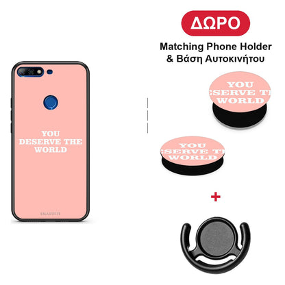 You Deserve The World - Huawei Y7 2018 / Prime Y7 2018 / Honor 7C θήκη + Δώρο Phone Holder & Βάση Αυτοκινήτου
