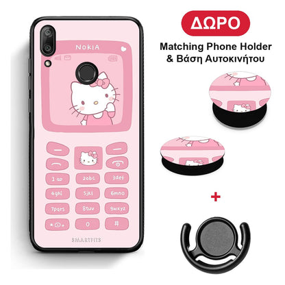 Hello Kitten - Huawei Y7 2019 / Y7 Prime 2019 θήκη + Δώρο Phone Holder & Βάση Αυτοκινήτου
