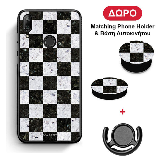 Marble Square Geometric - Huawei Y7 2019 / Y7 Prime 2019 θήκη + Δώρο Phone Holder & Βάση Αυτοκινήτου