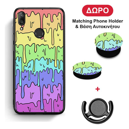 Melting Rainbow - Huawei Y7 2019 / Y7 Prime 2019 θήκη + Δώρο Phone Holder & Βάση Αυτοκινήτου