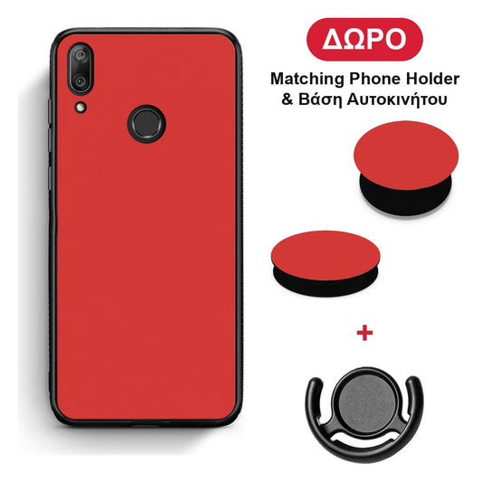 Poppy Red - Huawei Y7 2019 / Y7 Prime 2019 θήκη + Δώρο Phone Holder & Βάση Αυτοκινήτου