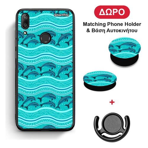 Swimming Dolphins - Huawei Y7 2019 / Y7 Prime 2019 θήκη + Δώρο Phone Holder & Βάση Αυτοκινήτου