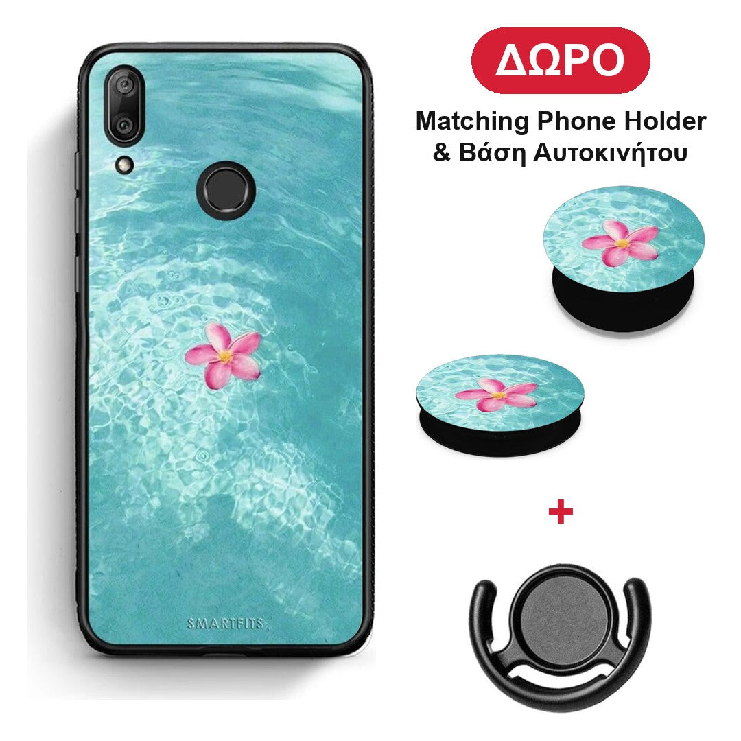 Water Flower - Huawei Y7 2019 / Y7 Prime 2019 θήκη + Δώρο Phone Holder & Βάση Αυτοκινήτου