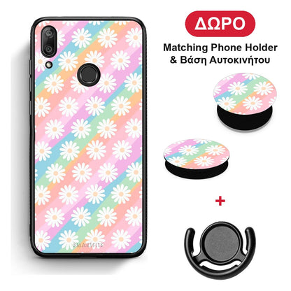 White Daisies - Huawei Y7 2019 / Y7 Prime 2019 θήκη + Δώρο Phone Holder & Βάση Αυτοκινήτου