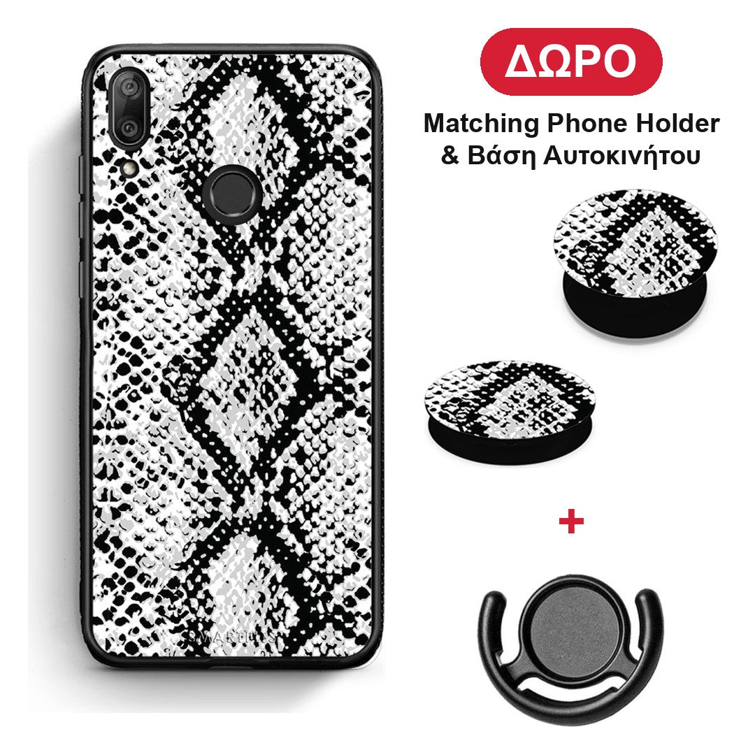 Animal White Snake - Huawei Y7 2019 / Y7 Prime 2019 θήκη + Δώρο Phone Holder & Βάση Αυτοκινήτου