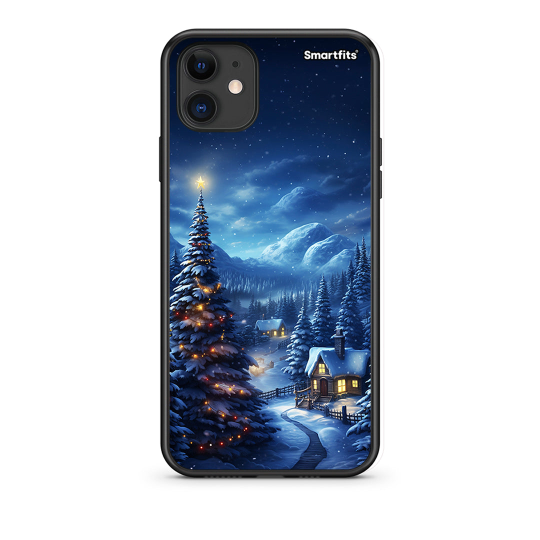 iPhone 11 Christmas Scenery Θήκη από τη Smartfits με σχέδιο στο πίσω μέρος και μαύρο περίβλημα | Smartphone case with colorful back and black bezels by Smartfits