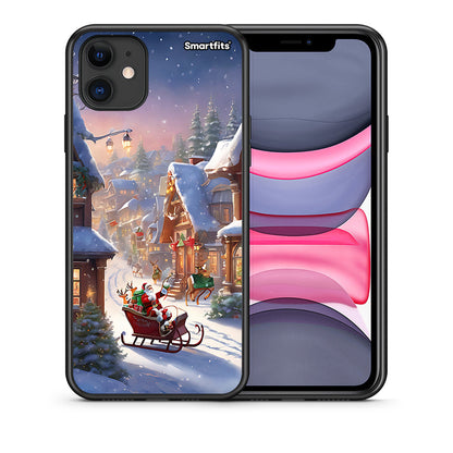 Θήκη iPhone 11 Christmas Snow από τη Smartfits με σχέδιο στο πίσω μέρος και μαύρο περίβλημα | iPhone 11 Christmas Snow case with colorful back and black bezels