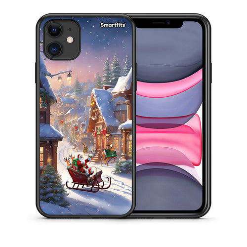 Θήκη iPhone 11 Christmas Snow από τη Smartfits με σχέδιο στο πίσω μέρος και μαύρο περίβλημα | iPhone 11 Christmas Snow case with colorful back and black bezels