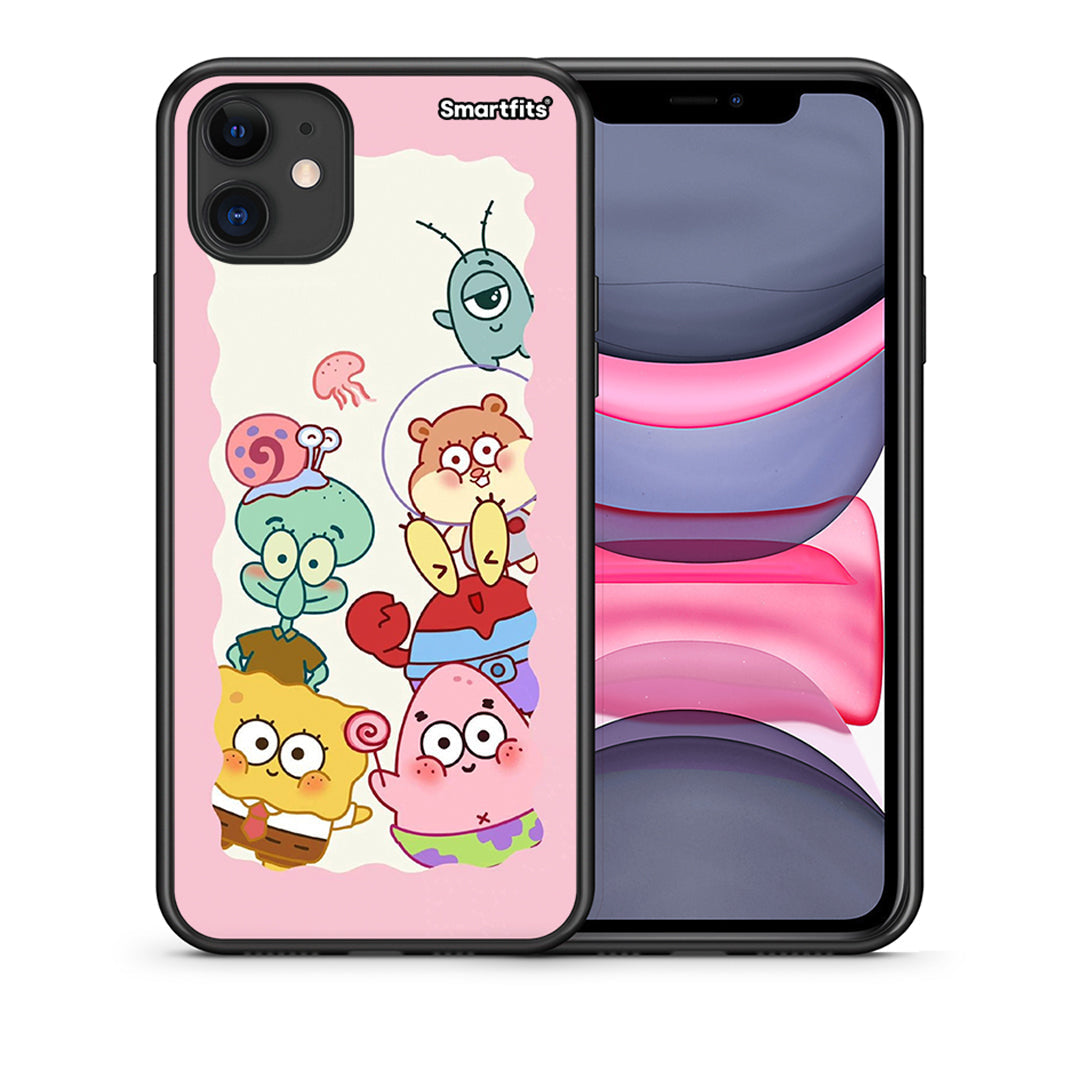 Θήκη iPhone 11 Cute Companion από τη Smartfits με σχέδιο στο πίσω μέρος και μαύρο περίβλημα | iPhone 11 Cute Companion case with colorful back and black bezels