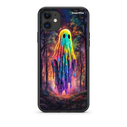 iPhone 11 Halloween Ghost Θήκη από τη Smartfits με σχέδιο στο πίσω μέρος και μαύρο περίβλημα | Smartphone case with colorful back and black bezels by Smartfits