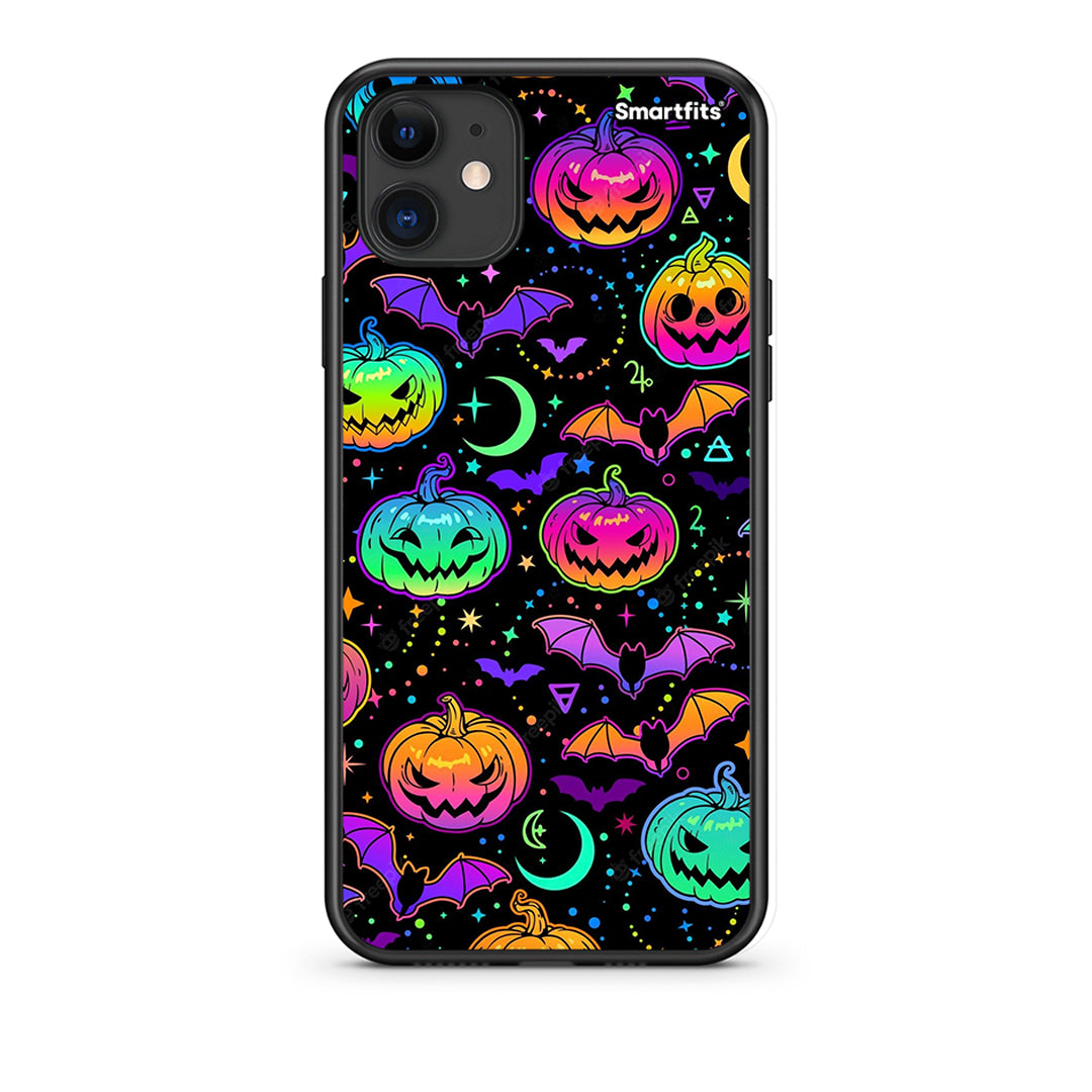 iPhone 11 Neon Halloween Θήκη από τη Smartfits με σχέδιο στο πίσω μέρος και μαύρο περίβλημα | Smartphone case with colorful back and black bezels by Smartfits