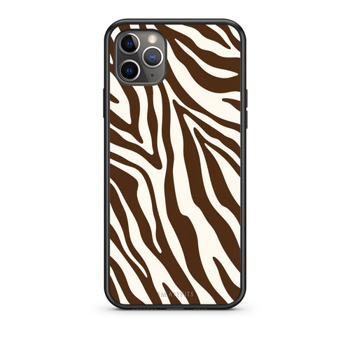 Θήκη iPhone 11 Pro Brown and Cream Zebra Stripes από τη Smartfits με σχέδιο στο πίσω μέρος και μαύρο περίβλημα | iPhone 11 Pro Brown and Cream Zebra Stripes case with colorful back and black bezels