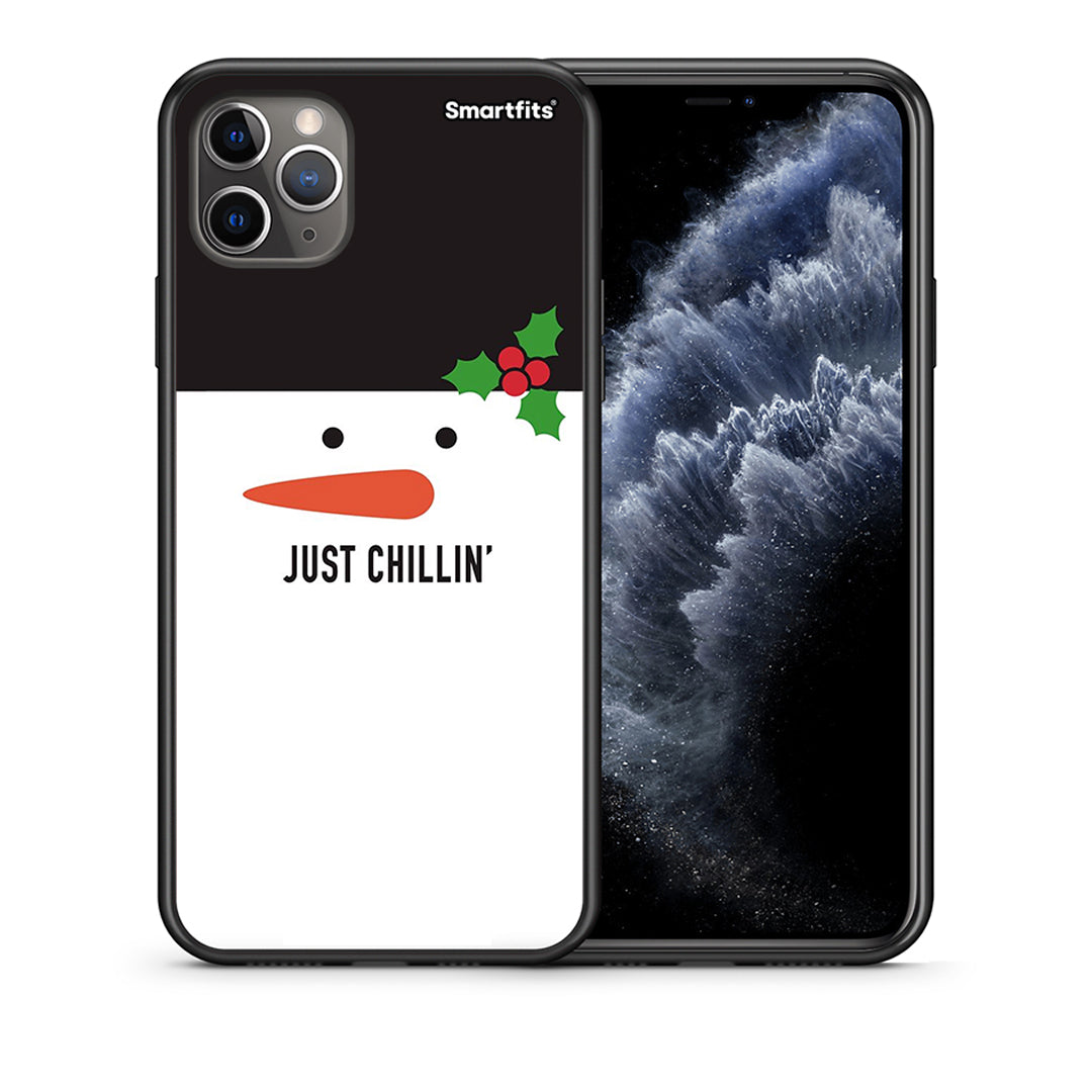 Θήκη iPhone 11 Pro Christmas Chillin από τη Smartfits με σχέδιο στο πίσω μέρος και μαύρο περίβλημα | iPhone 11 Pro Christmas Chillin case with colorful back and black bezels