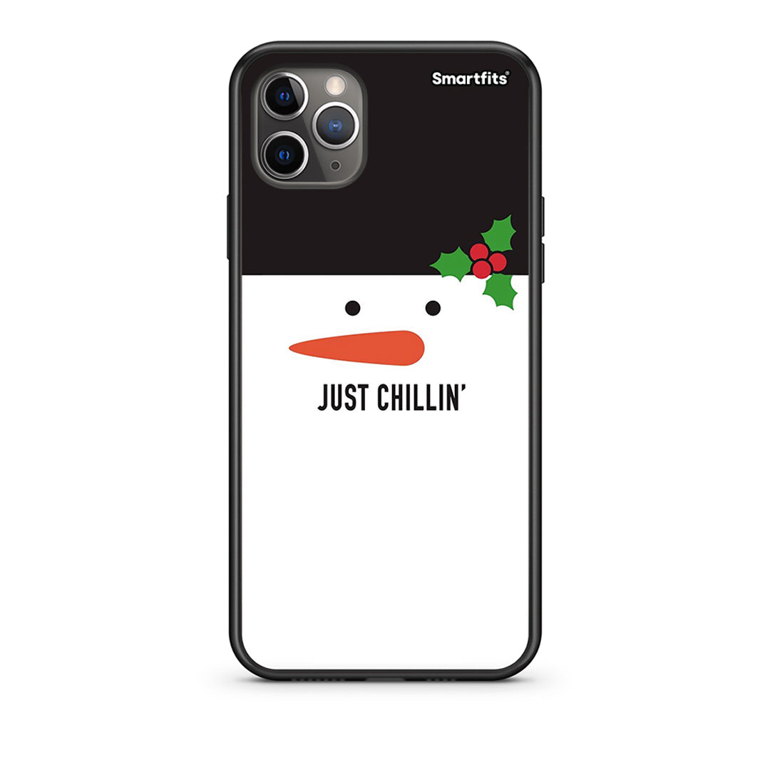 iPhone 11 Pro Max Christmas Chillin Θήκη από τη Smartfits με σχέδιο στο πίσω μέρος και μαύρο περίβλημα | Smartphone case with colorful back and black bezels by Smartfits