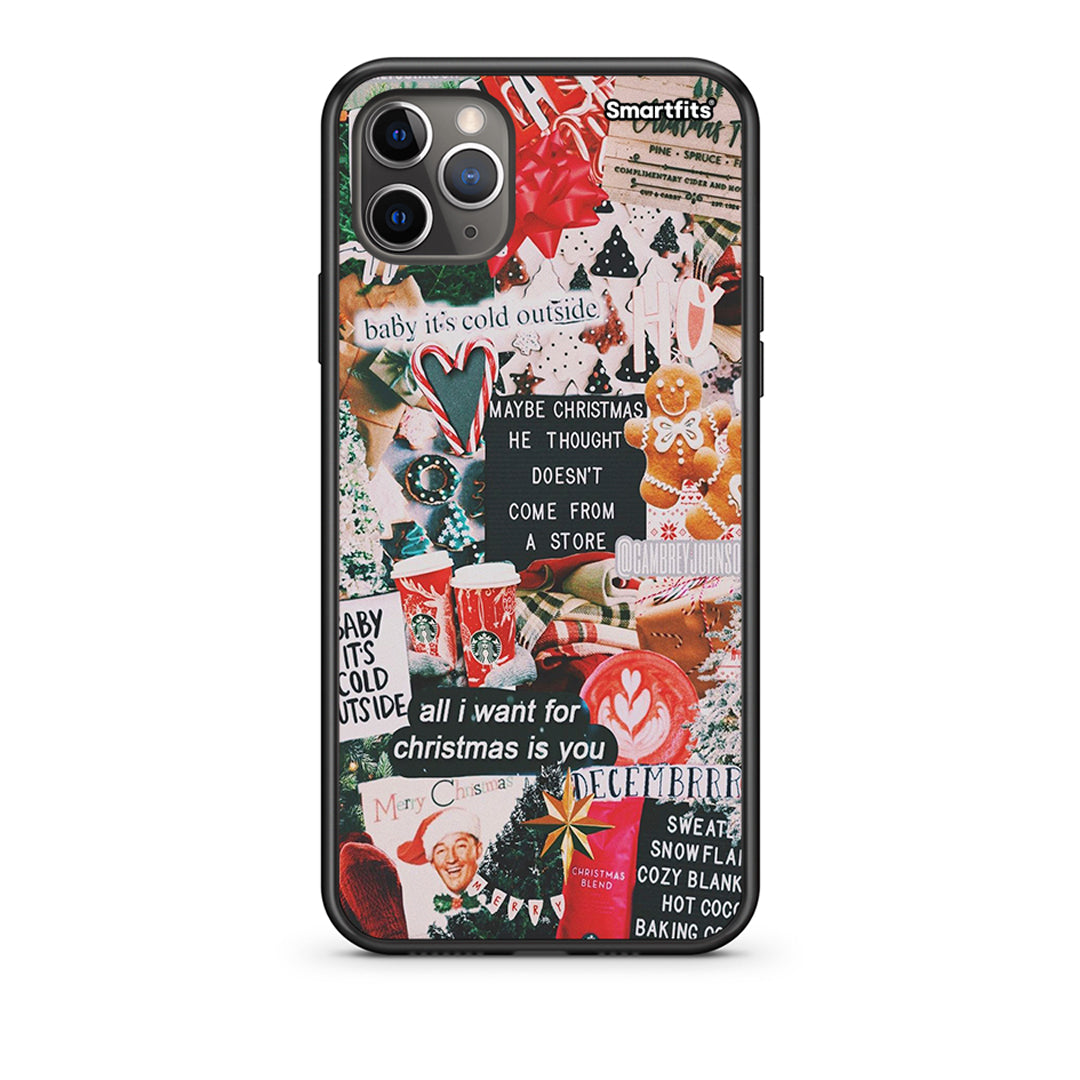 iPhone 11 Pro Max Christmas Happiness Θήκη από τη Smartfits με σχέδιο στο πίσω μέρος και μαύρο περίβλημα | Smartphone case with colorful back and black bezels by Smartfits