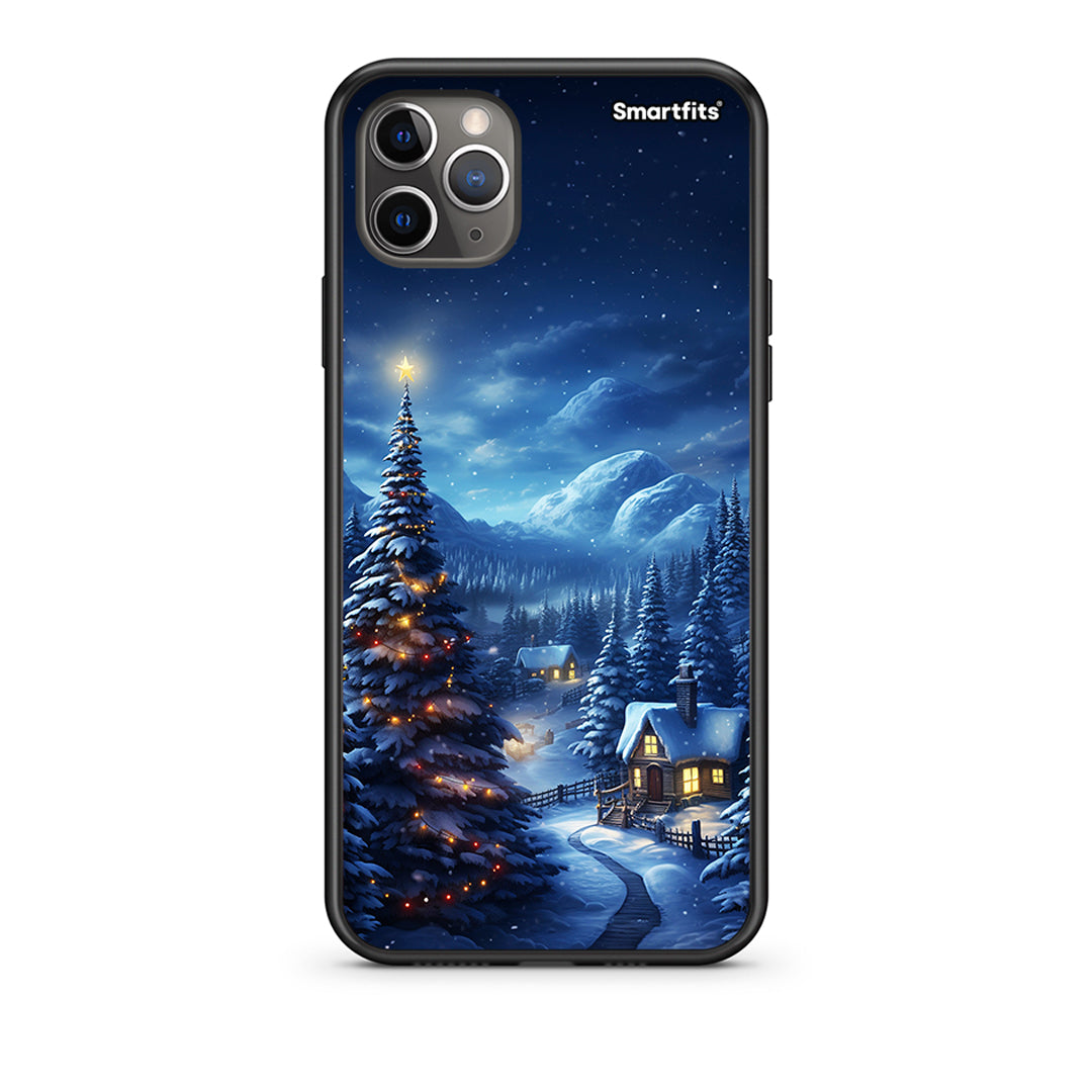 iPhone 11 Pro Max Christmas Scenery Θήκη από τη Smartfits με σχέδιο στο πίσω μέρος και μαύρο περίβλημα | Smartphone case with colorful back and black bezels by Smartfits