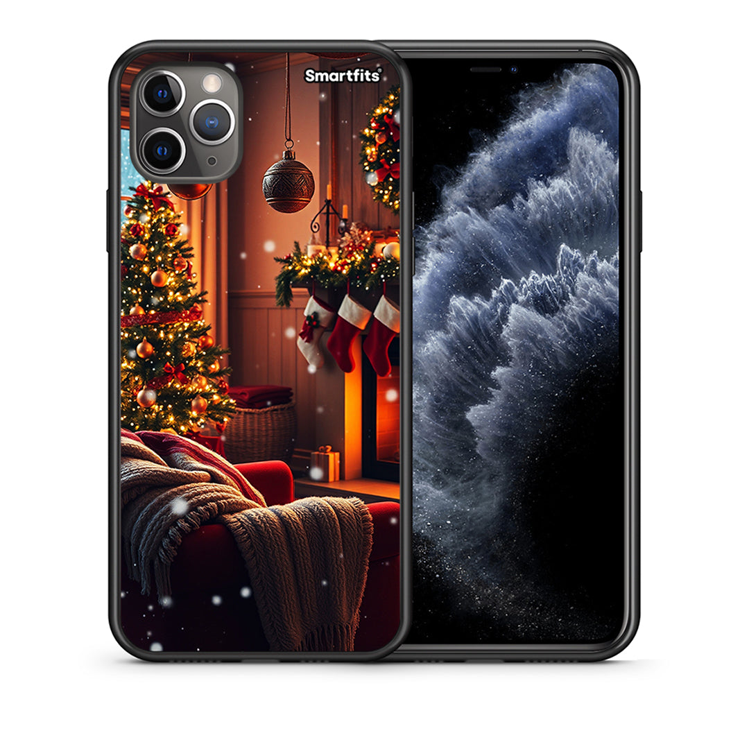Θήκη iPhone 11 Pro Max Home For Christmas από τη Smartfits με σχέδιο στο πίσω μέρος και μαύρο περίβλημα | iPhone 11 Pro Max Home For Christmas case with colorful back and black bezels