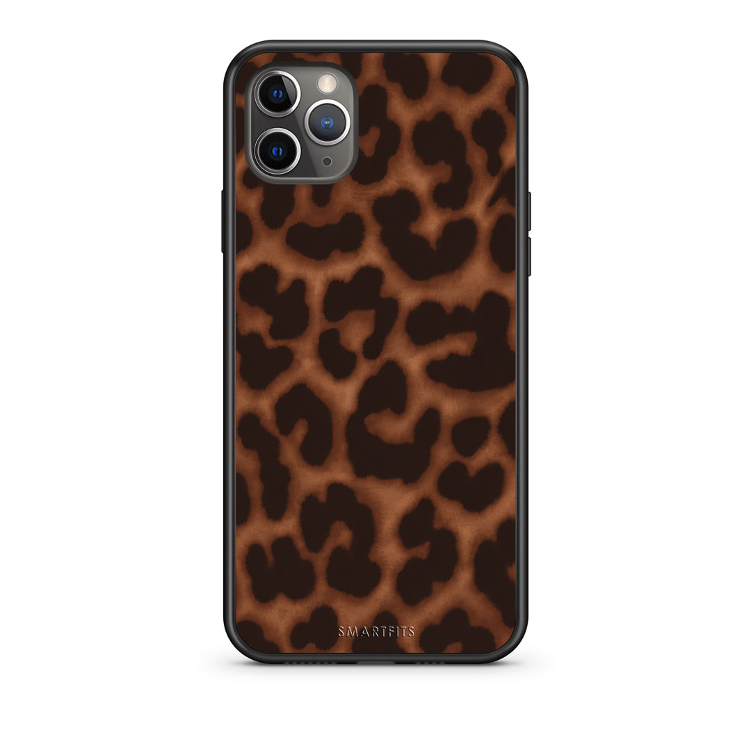 Θήκη iPhone 11 Pro Leopard Print Dark Brown από τη Smartfits με σχέδιο στο πίσω μέρος και μαύρο περίβλημα | iPhone 11 Pro Leopard Print Dark Brown case with colorful back and black bezels