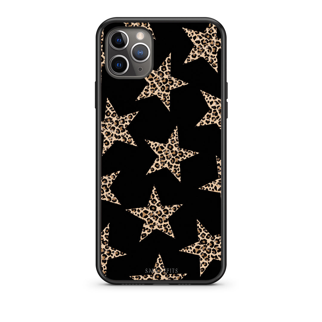 Θήκη iPhone 11 Pro Leopard Stars on Black από τη Smartfits με σχέδιο στο πίσω μέρος και μαύρο περίβλημα | iPhone 11 Pro Leopard Stars on Black case with colorful back and black bezels