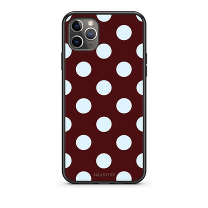 Θήκη iPhone 11 Pro Pale Blue Large Polka Dots on Burgundy από τη Smartfits με σχέδιο στο πίσω μέρος και μαύρο περίβλημα | iPhone 11 Pro Pale Blue Large Polka Dots on Burgundy case with colorful back and black bezels