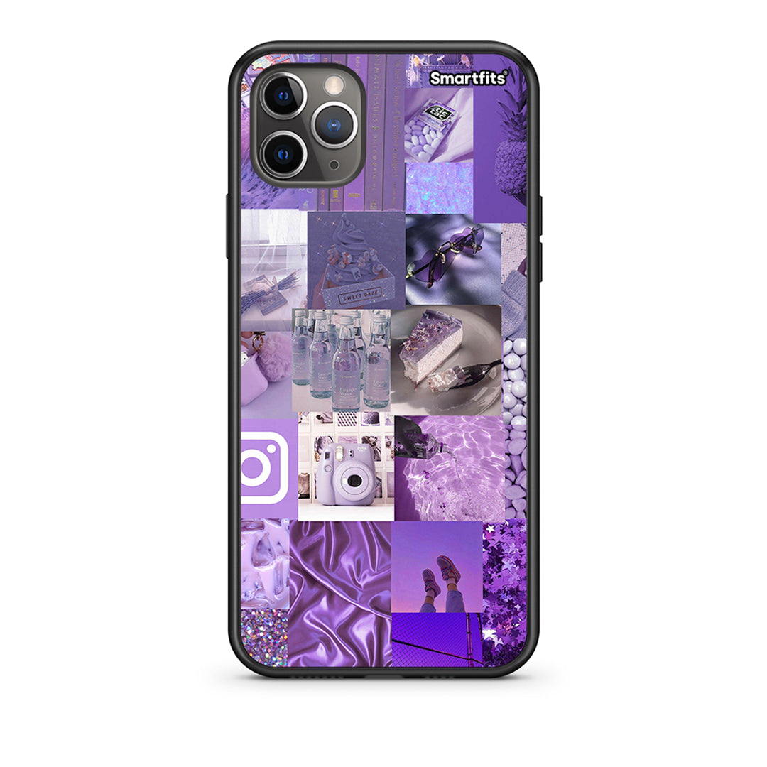 iPhone 11 Pro Max Purple Aesthetic Collage Θήκη από τη Smartfits με σχέδιο στο πίσω μέρος και μαύρο περίβλημα | Smartphone case with colorful back and black bezels by Smartfits