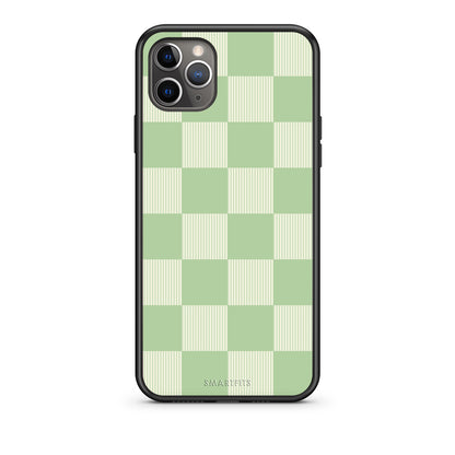 Θήκη iPhone 11 Pro Sage and Cream Striped Checks από τη Smartfits με σχέδιο στο πίσω μέρος και μαύρο περίβλημα | iPhone 11 Pro Sage and Cream Striped Checks case with colorful back and black bezels
