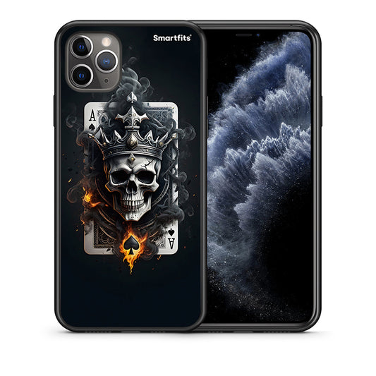 Θήκη iPhone 11 Pro Max Skull King Ace από τη Smartfits με σχέδιο στο πίσω μέρος και μαύρο περίβλημα | iPhone 11 Pro Max Skull King Ace case with colorful back and black bezels
