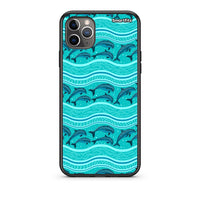 Thumbnail for iPhone 11 Pro Max Swimming Dolphins Θήκη από τη Smartfits με σχέδιο στο πίσω μέρος και μαύρο περίβλημα | Smartphone case with colorful back and black bezels by Smartfits