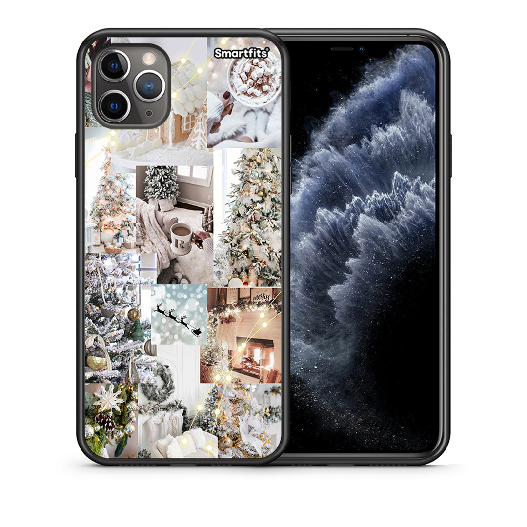 Θήκη iPhone 11 Pro White Christmas από τη Smartfits με σχέδιο στο πίσω μέρος και μαύρο περίβλημα | iPhone 11 Pro White Christmas case with colorful back and black bezels