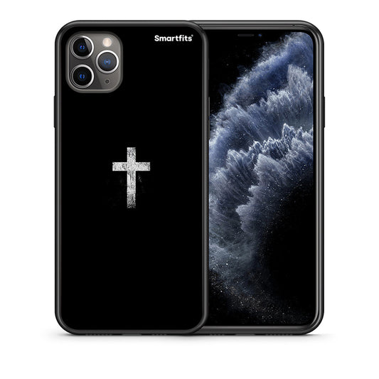 Θήκη iPhone 11 Pro Max White Cross από τη Smartfits με σχέδιο στο πίσω μέρος και μαύρο περίβλημα | iPhone 11 Pro Max White Cross case with colorful back and black bezels