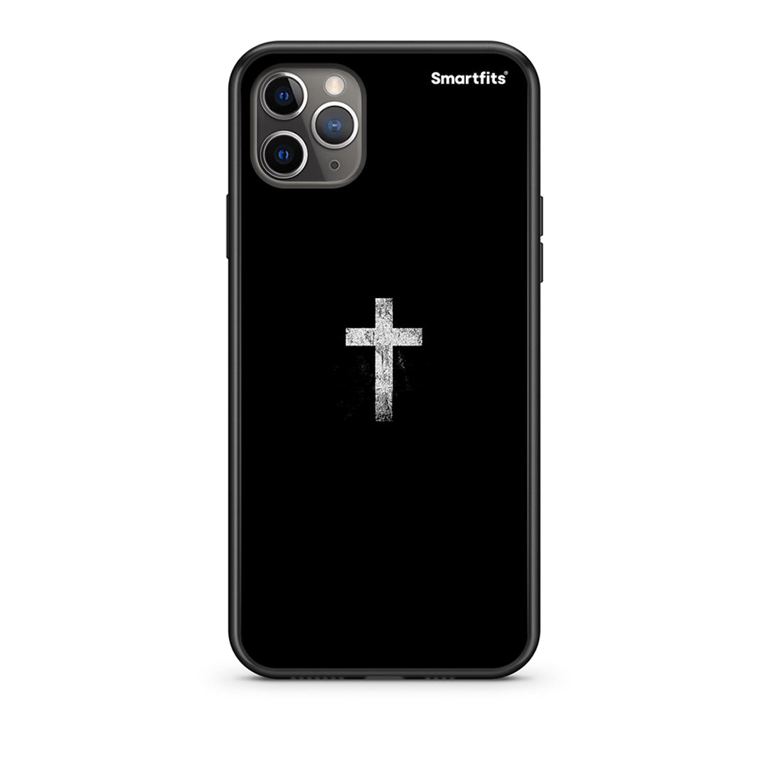 iPhone 11 Pro Max White Cross Θήκη από τη Smartfits με σχέδιο στο πίσω μέρος και μαύρο περίβλημα | Smartphone case with colorful back and black bezels by Smartfits