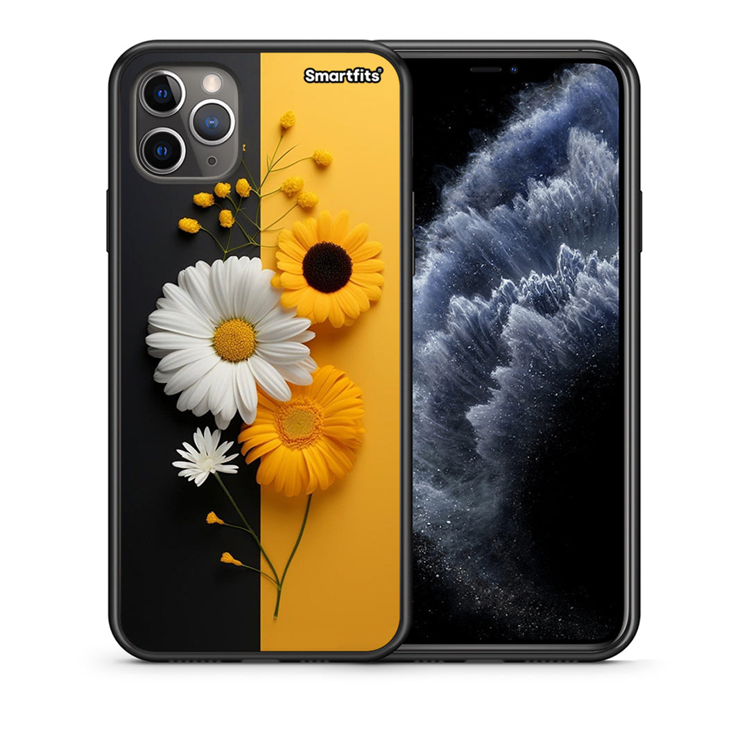 Θήκη iPhone 11 Pro Yellow Daisies από τη Smartfits με σχέδιο στο πίσω μέρος και μαύρο περίβλημα | iPhone 11 Pro Yellow Daisies case with colorful back and black bezels