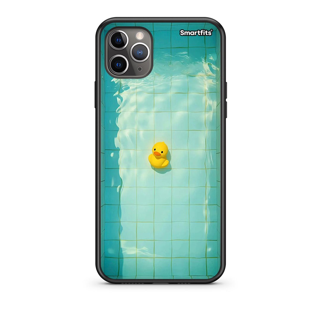 iPhone 11 Pro Max Yellow Duck Θήκη από τη Smartfits με σχέδιο στο πίσω μέρος και μαύρο περίβλημα | Smartphone case with colorful back and black bezels by Smartfits