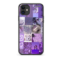 Thumbnail for iPhone 11 Purple Aesthetic Collage Θήκη από τη Smartfits με σχέδιο στο πίσω μέρος και μαύρο περίβλημα | Smartphone case with colorful back and black bezels by Smartfits