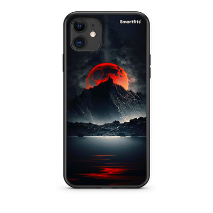 iPhone 11 Red Full Moon Θήκη από τη Smartfits με σχέδιο στο πίσω μέρος και μαύρο περίβλημα | Smartphone case with colorful back and black bezels by Smartfits
