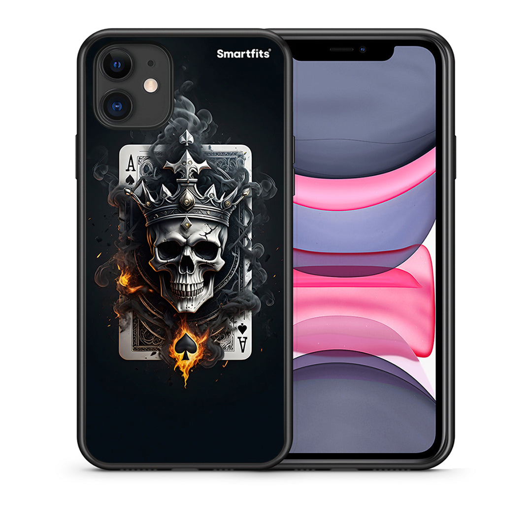 Θήκη iPhone 11 Skull King Ace από τη Smartfits με σχέδιο στο πίσω μέρος και μαύρο περίβλημα | iPhone 11 Skull King Ace case with colorful back and black bezels