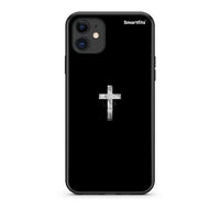 Thumbnail for iPhone 11 White Cross Θήκη από τη Smartfits με σχέδιο στο πίσω μέρος και μαύρο περίβλημα | Smartphone case with colorful back and black bezels by Smartfits