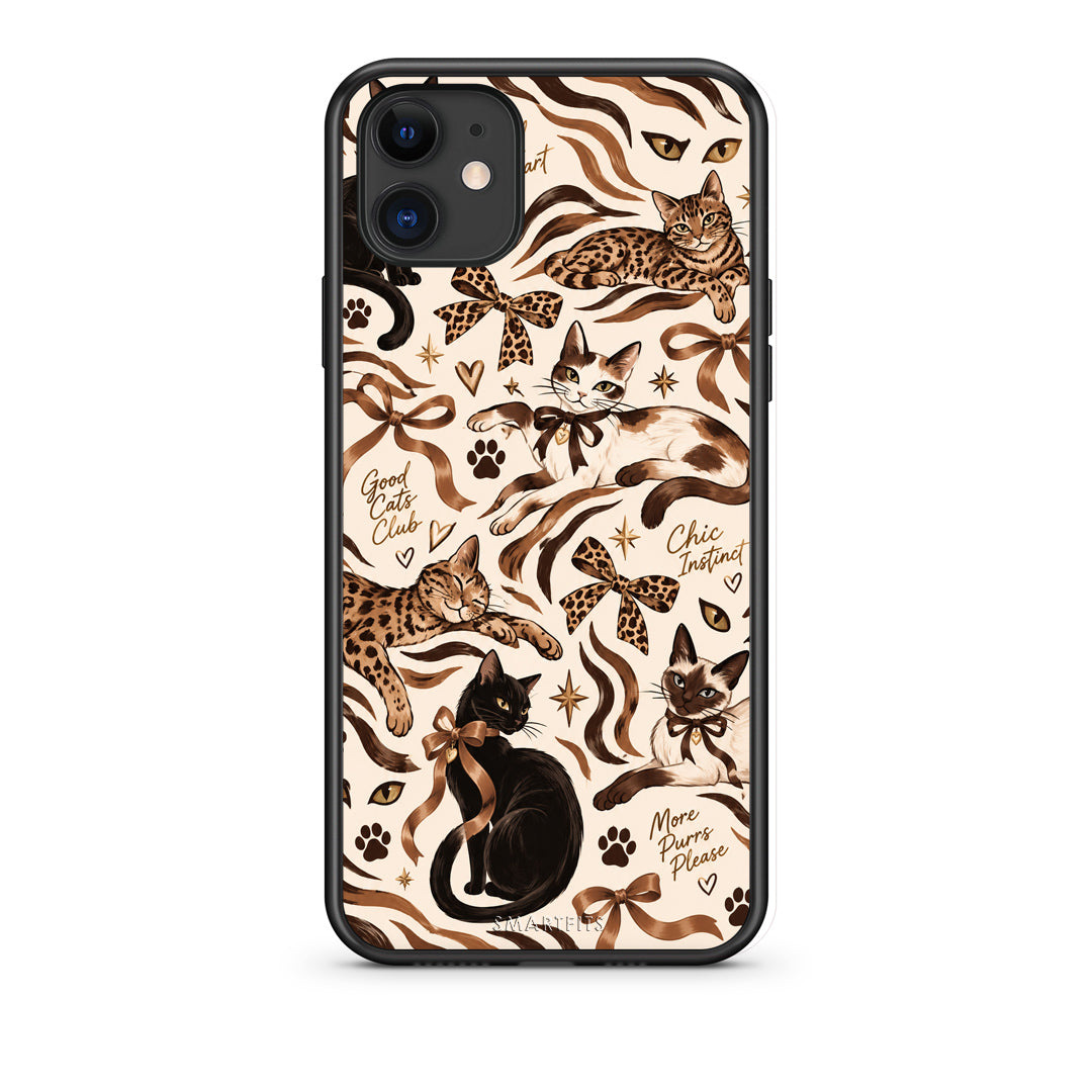 Θήκη iPhone 11 Wild Cats and Animal Print Collage από τη Smartfits με σχέδιο στο πίσω μέρος και μαύρο περίβλημα | iPhone 11 Wild Cats and Animal Print Collage case with colorful back and black bezels
