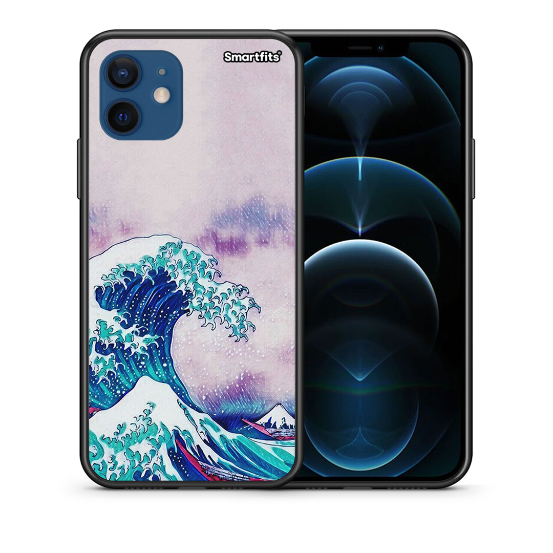 Θήκη iPhone 12 Blue Waves από τη Smartfits με σχέδιο στο πίσω μέρος και μαύρο περίβλημα | iPhone 12 Blue Waves case with colorful back and black bezels