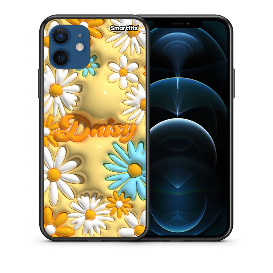 Θήκη iPhone 12 Bubble Daisies από τη Smartfits με σχέδιο στο πίσω μέρος και μαύρο περίβλημα | iPhone 12 Bubble Daisies case with colorful back and black bezels